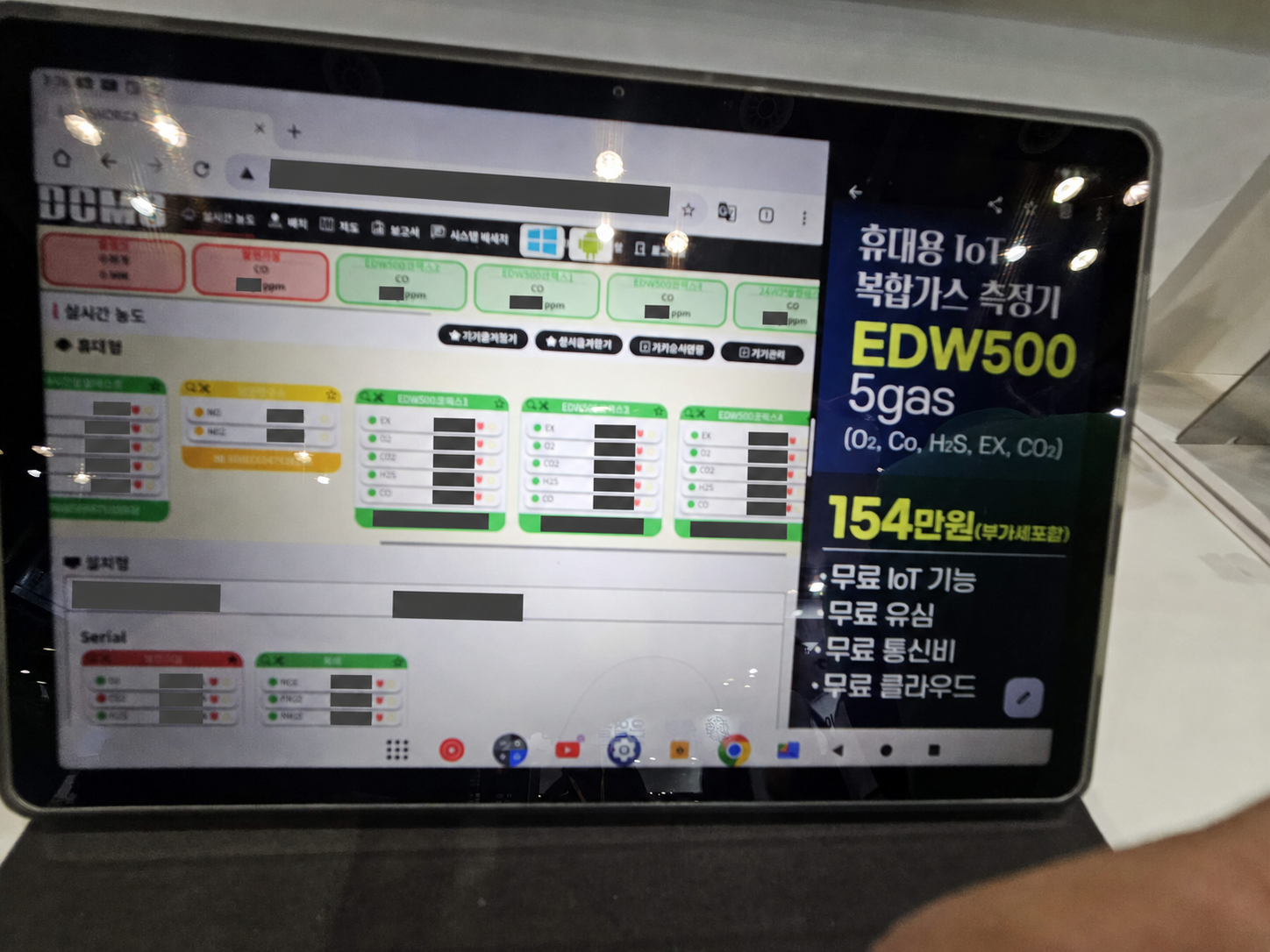 Panel de detector IoT multigas con identificadores y mediciones ocultos